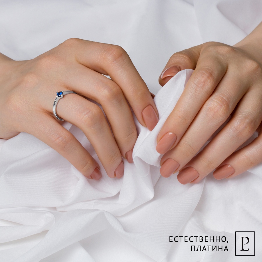 Кольцо Platinum Lab. - Платина 950, Сапфир (арт. ПК-012С-01)