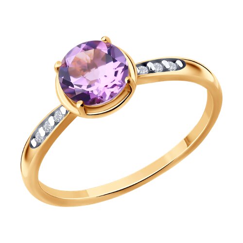 Кольцо SOKOLOV - Серебро 925, Аметист, Фианит (арт. 92014620)