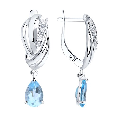 Серьги SOKOLOV - Серебро 925, Топаз, Фианит (арт. 92022257)