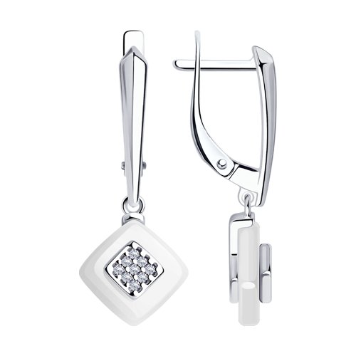 Серьги Diamant - Серебро 925, Керамика, Фианит (арт. 94-121-01270-2)