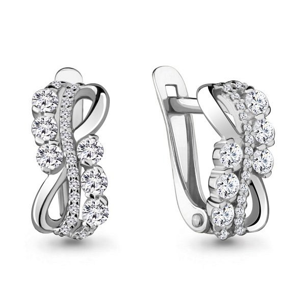 Серьги Аквамарин - Серебро 925, Фианит (арт. 45093А.5)