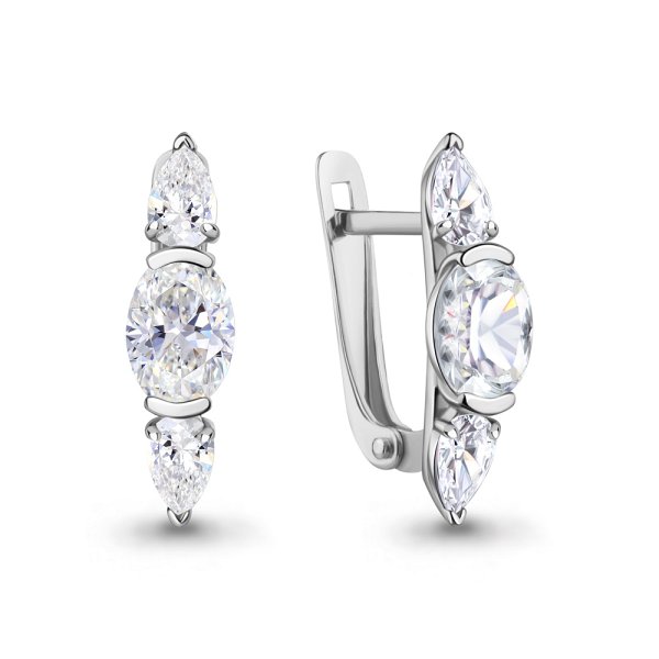 Серьги Аквамарин - Серебро 925, Фианит (арт. 400768.5)