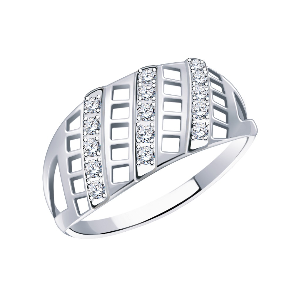 Кольцо Атолл - Серебро 925, Фианит (арт. 11134-925)