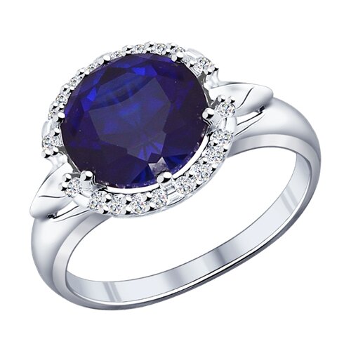 Кольцо SOKOLOV - Серебро 925, Синтетический сапфир , Фианит (арт. 88010012)
