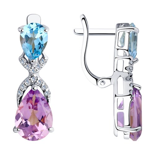Серьги SOKOLOV - Серебро 925, Аметист, Топаз, Фианит (арт. 92021409)