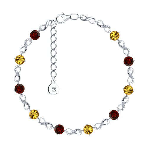 Браслет SOKOLOV - Серебро 925, Гранат, Фианит, Цитрин (арт. 92050155)