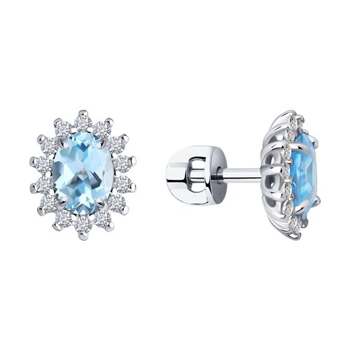 Серьги SOKOLOV - Серебро 925, Топаз, Фианит (арт. 92021168)