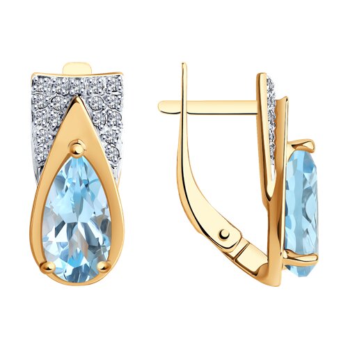 Серьги SOKOLOV - Золото 585, Топаз, Фианит (арт. 728454)