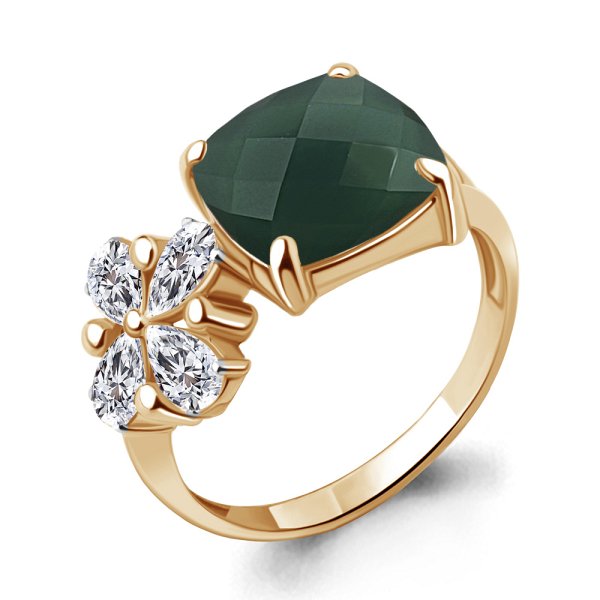 Кольцо Аквамарин - Серебро 925, Агат, Фианит (арт. 6955909.6)