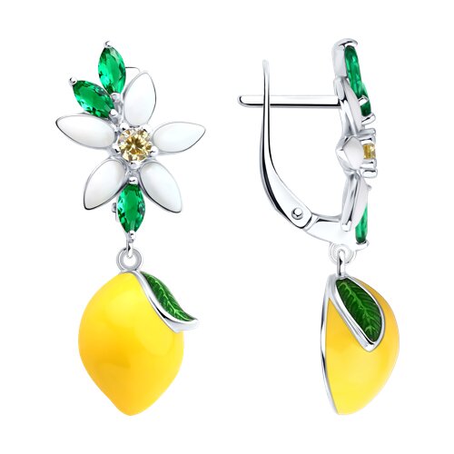 Серьги SOKOLOV - Серебро 925, Фианит, Эмаль (арт. 94027084)