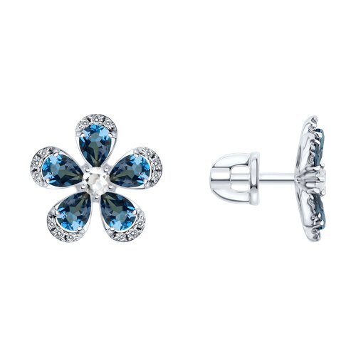 Серьги SOKOLOV - Золото 585, Горный хрусталь, Топаз лондон, Фианит (арт. 729367-3)