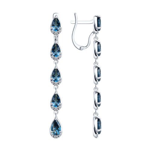 Серьги SOKOLOV - Золото 585, Топаз лондон, Фианит (арт. 729369-3)