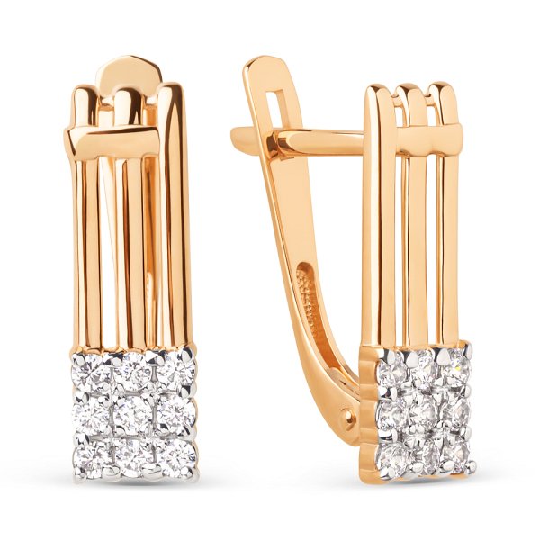 Серьги ЮФ Династия - Золото 585, Фианит (арт. 026682-1102)