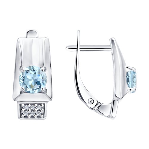 Серьги SOKOLOV - Серебро 925, Топаз, Фианит (арт. 92025409)