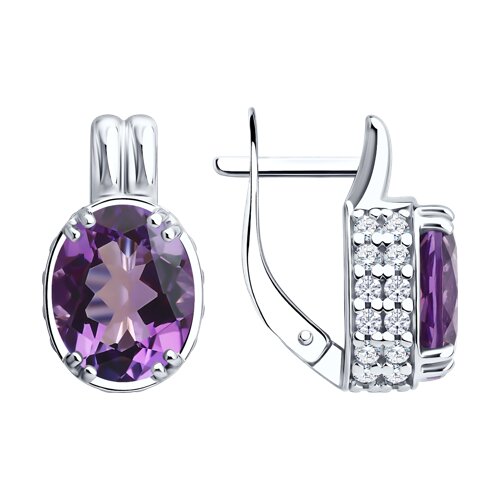 Серьги SOKOLOV - Серебро 925, Аметист, Фианит (арт. 92023263)