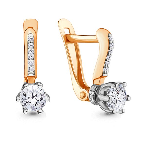 Серьги Аквамарин - Золото 585, Фианит (арт. 434131А.1)