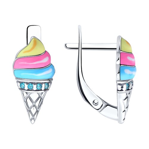 Серьги Diamant - Серебро 925, Фианит, Эмаль (арт. 94-120-02224-1)