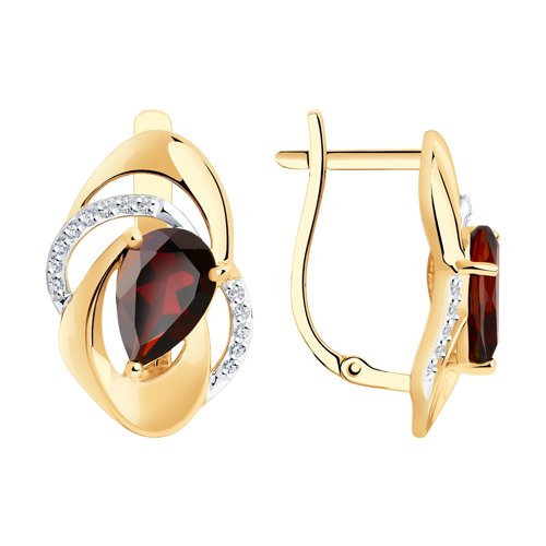 Серьги Diamant - Золото 585, Гранат, Фианит (арт. 51-320-00938-1)