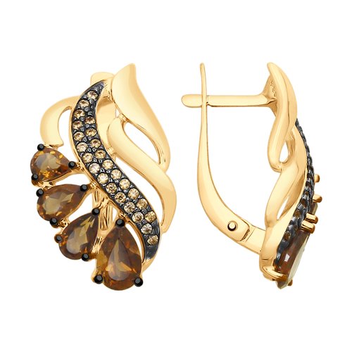 Серьги SOKOLOV - Серебро 925, Раухтопаз, Фианит (арт. 92021578)