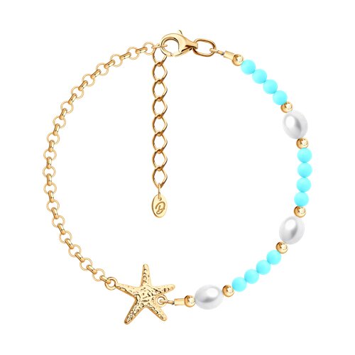 Браслет Diamant - Серебро 925, Бирюза, Жемчуг культивированный (арт. 93-350-00028-1)