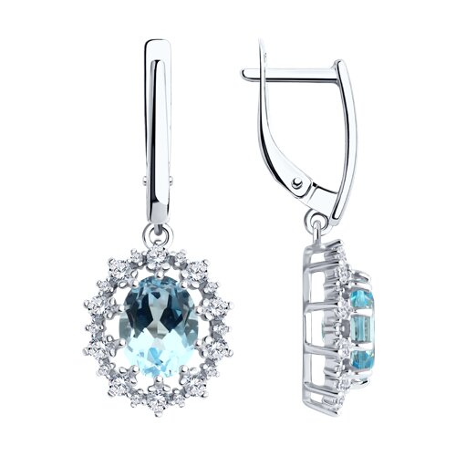 Серьги Diamant - Серебро 925, Топаз, Фианит (арт. 94-321-02042-1)