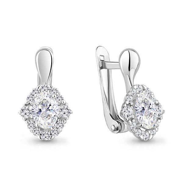 Серьги Аквамарин - Серебро 925, Фианит (арт. 49176А.5)