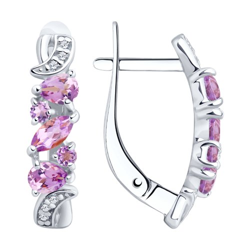 Серьги SOKOLOV - Серебро 925, Аметист, Фианит (арт. 92021781)