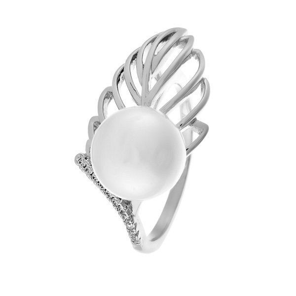 Кольцо FRESH - Серебро 925, Жемчуг культивированный, Фианит (арт. PI-R01335-X-W-PS-X-W)