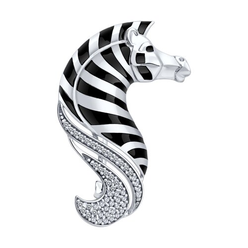 Брошь Diamant - Серебро 925, Фианит, Эмаль (арт. 94-140-00039-1)