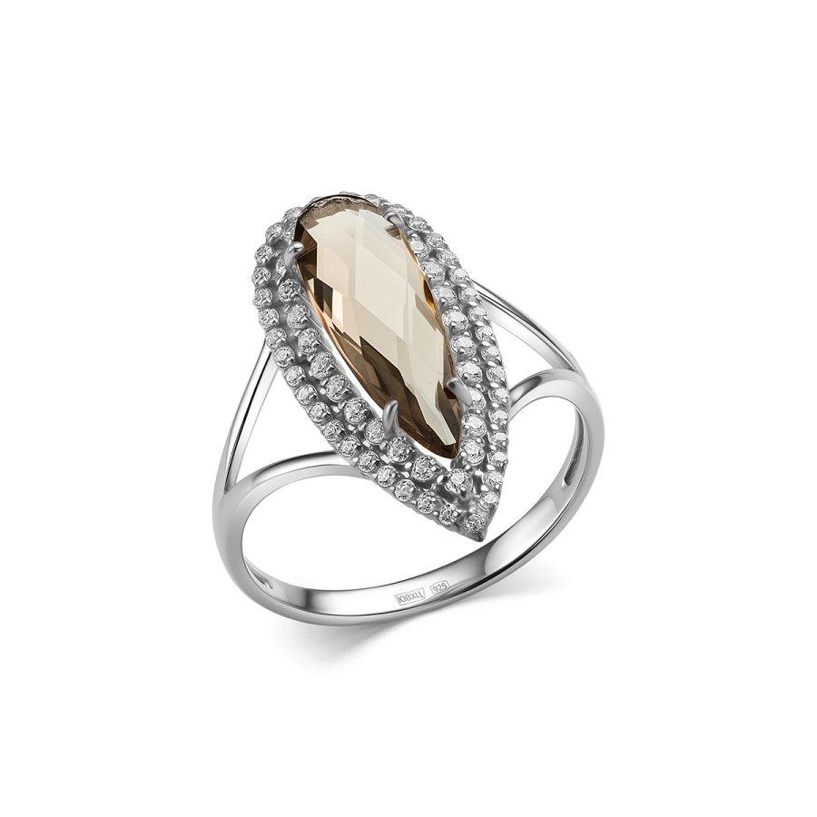 Кольцо Дар - Серебро 925, Раухтопаз, Фианит (арт. К-3219рб40700)