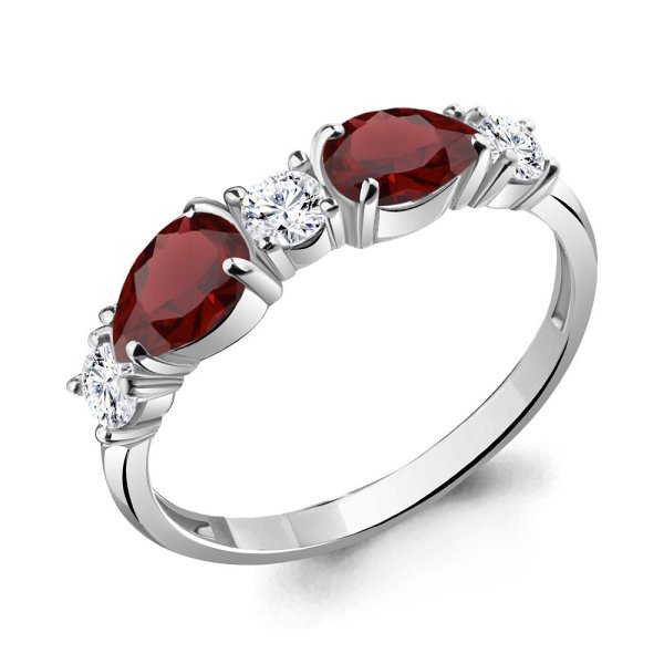 Кольцо Аквамарин - Серебро 925, Гранат, Фианит (арт. 6956503А.5)