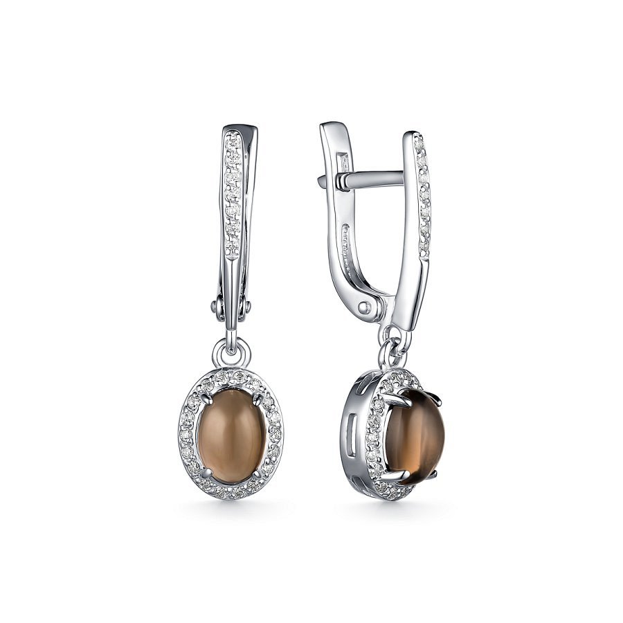 Серьги Дар - Серебро 925, Раухтопаз, Фианит (арт. С-3803рк40700)