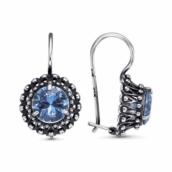 Серьги Красная пресня - Серебро 925, Синтетическая шпинель (арт. 33810952-14)