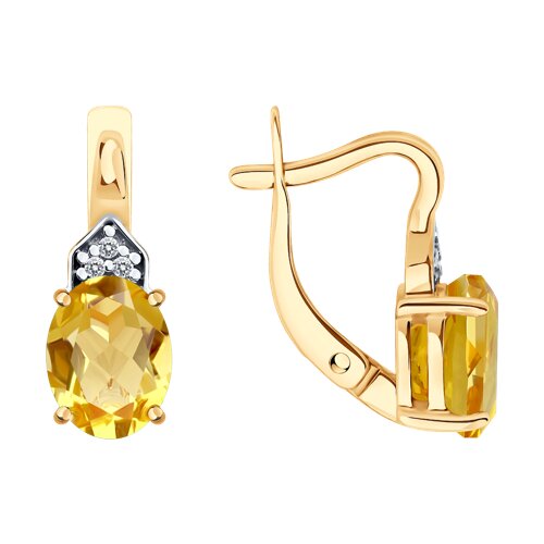 Серьги SOKOLOV - Серебро 925, Фианит, Цитрин (арт. 92023180)
