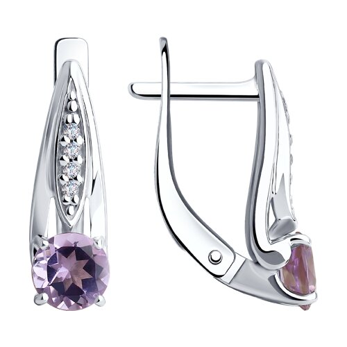 Серьги Diamant - Серебро 925, Аметист, Фианит (арт. 94-320-00498-1)