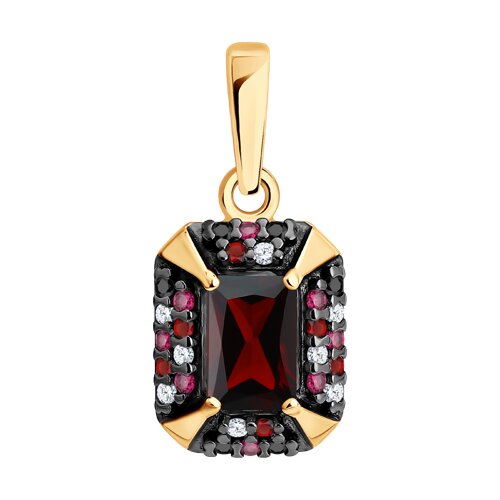 Подвеска SOKOLOV - Серебро 925, Гранат, Синтетический рубин, Фианит (арт. 92030895)