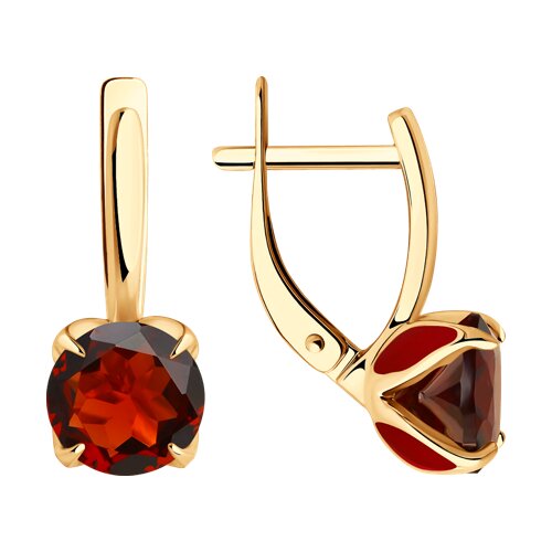 Серьги Diamant - Золото 585, Гранат, Эмаль (арт. 51-320-02058-3)