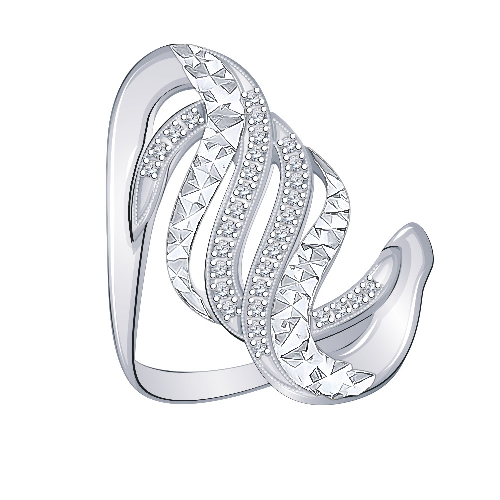 Кольцо Атолл - Серебро 925, Фианит (арт. 10520а-925)