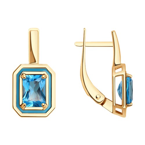 Серьги Diamant - Золото 585, Топаз, Эмаль (арт. 51-320-02450-1)