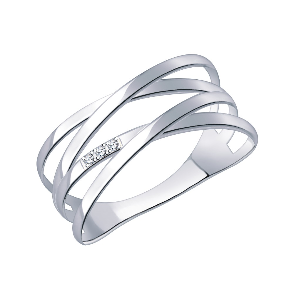 Кольцо Атолл - Серебро 925, Фианит (арт. 11100-925)