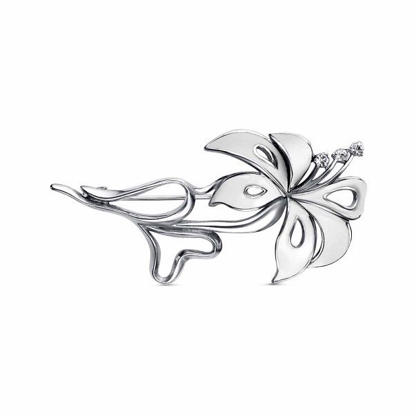 Брошь Красная пресня - Серебро 925, Фианит, Эмаль (арт. 13815100Пл)