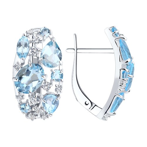 Серьги SOKOLOV - Серебро 925, Топаз, Фианит (арт. 92020171)