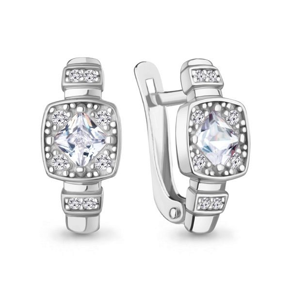 Серьги Аквамарин - Серебро 925, Фианит (арт. 400588А.5)