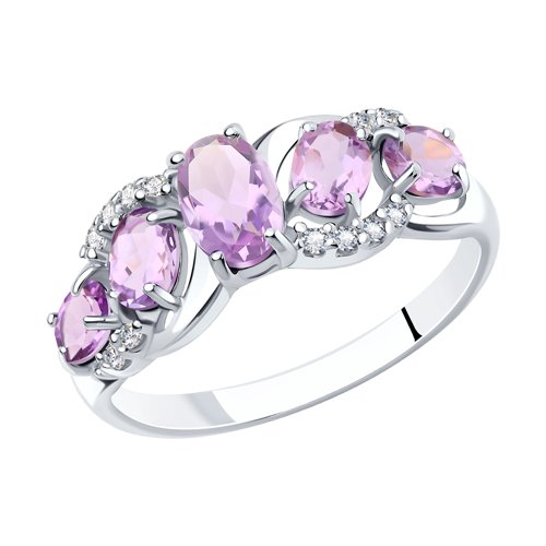 Кольцо SOKOLOV - Серебро 925, Аметист, Фианит (арт. 92011011)