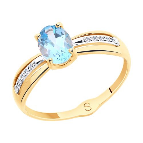 Кольцо SOKOLOV - Золото 375, Топаз, Фианит (арт. 37715485)