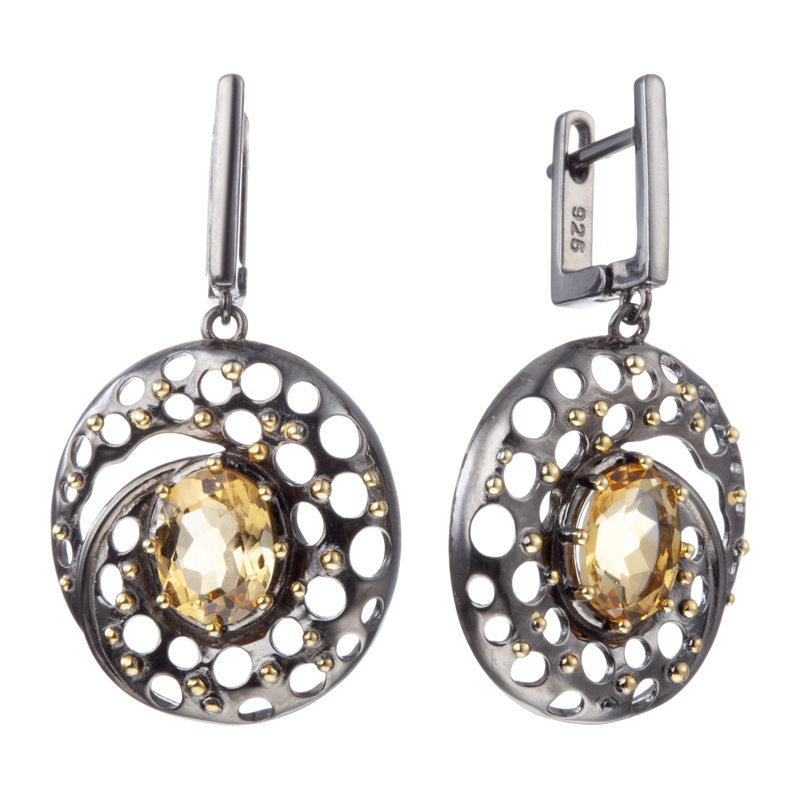 Серьги Мастер Клио - Серебро 925, Цитрин (арт. 35С144002)