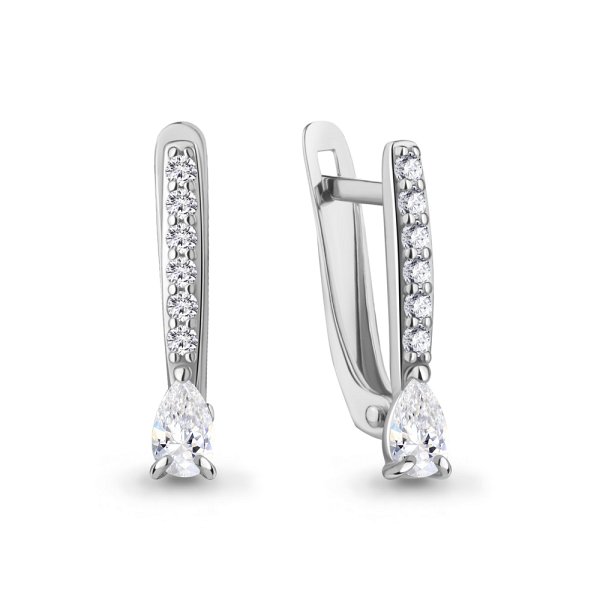 Серьги Аквамарин - Серебро 925, Фианит (арт. 400437.5)