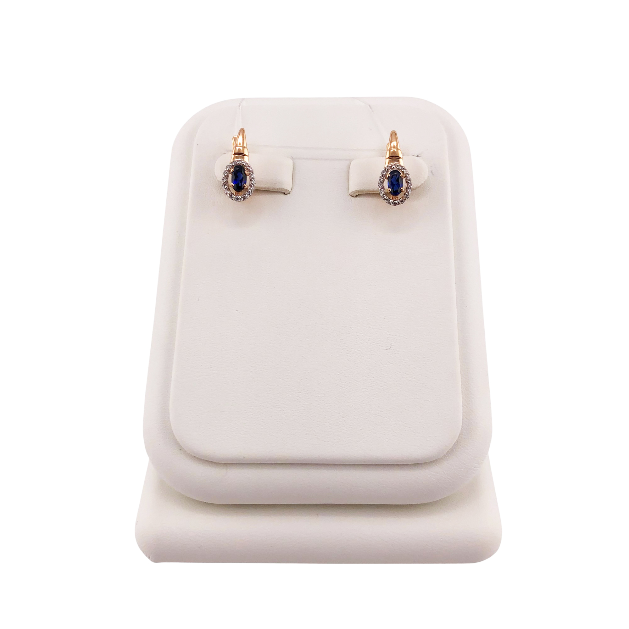 Серьги ЮФ Династия - Золото 375, Синтетический сапфир , Фианит (арт. 004992-5472)