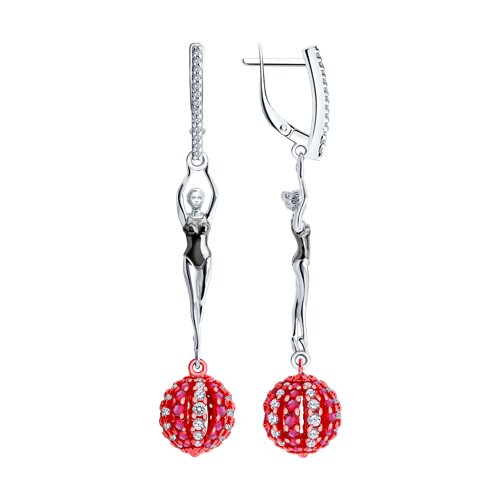 Серьги SOKOLOV - Серебро 925, Синтетический рубин, Фианит (арт. 94027581)