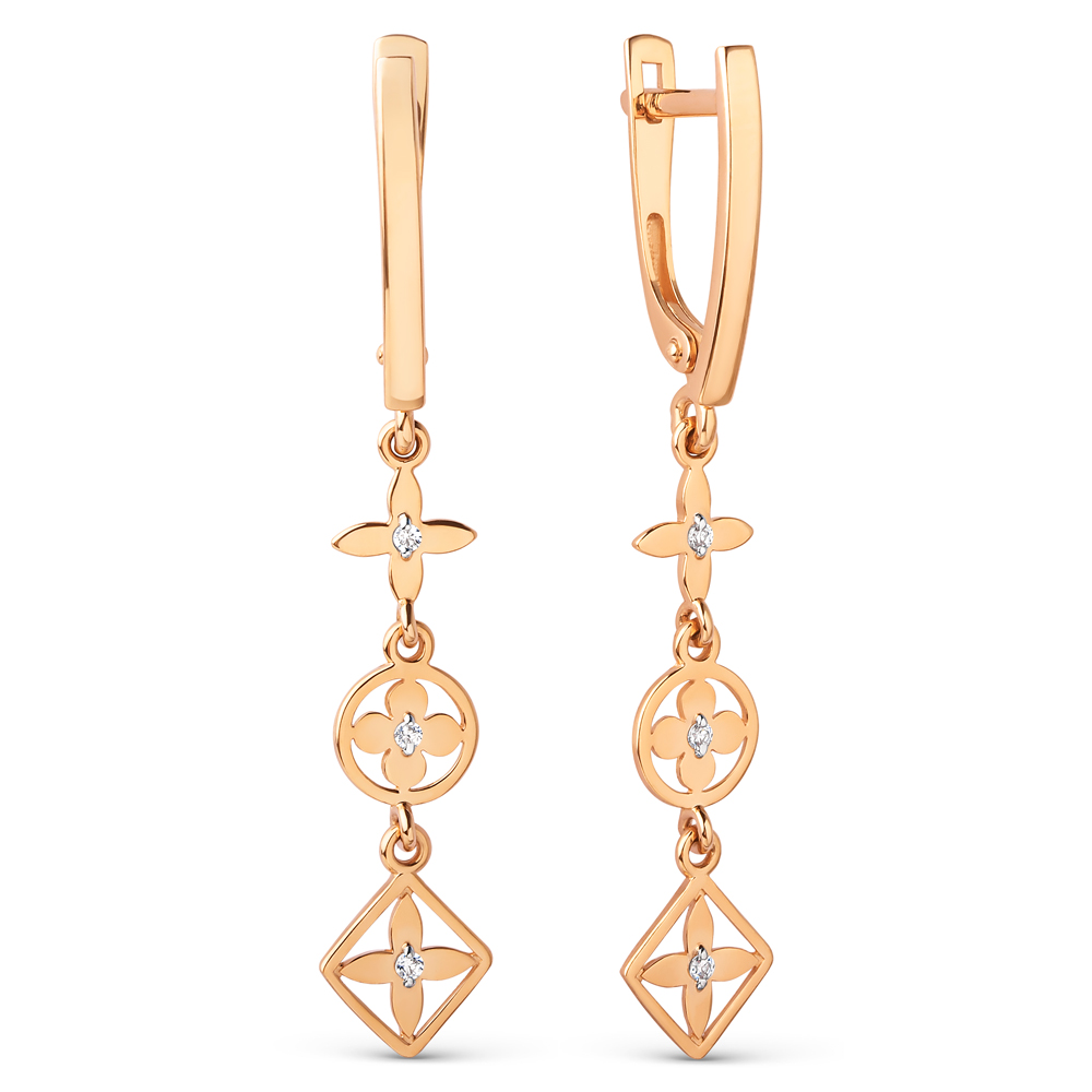 Серьги ЮФ Династия - Золото 585, Фианит (арт. 031712-1102)